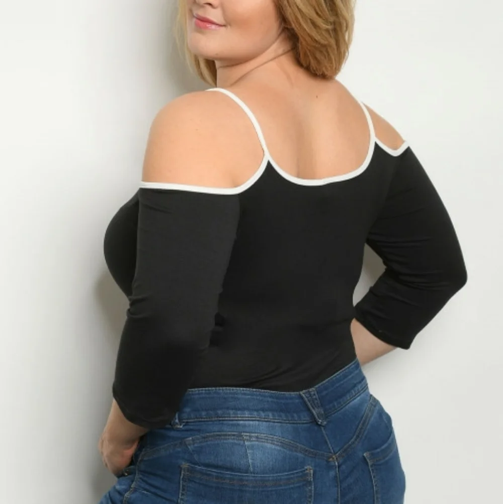 LILIAN NEW BLACK PLUS SIZE COLD SHOULDER BODYSUIT